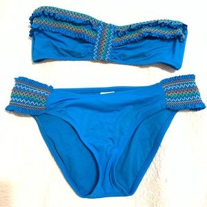 NEW Lucky Brand Bandeau Swimsuit Bikini Large